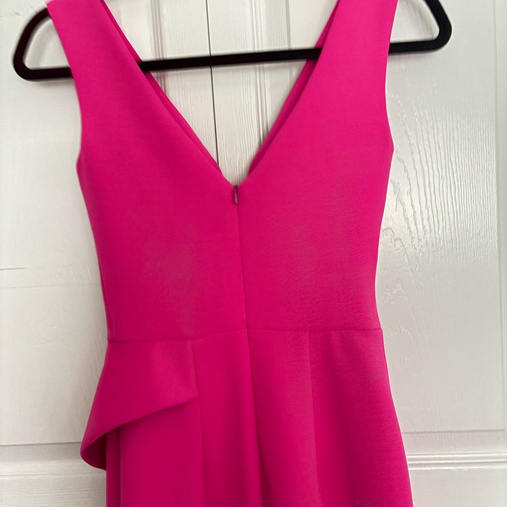 Black Halo Eve Gown Womens Size 0 Hendricks Hot Pink Draped Peplum Scuba Dress - Picture 8 of 8